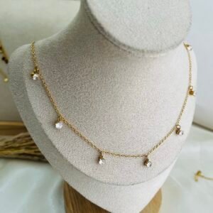 White Stones Charm Necklace